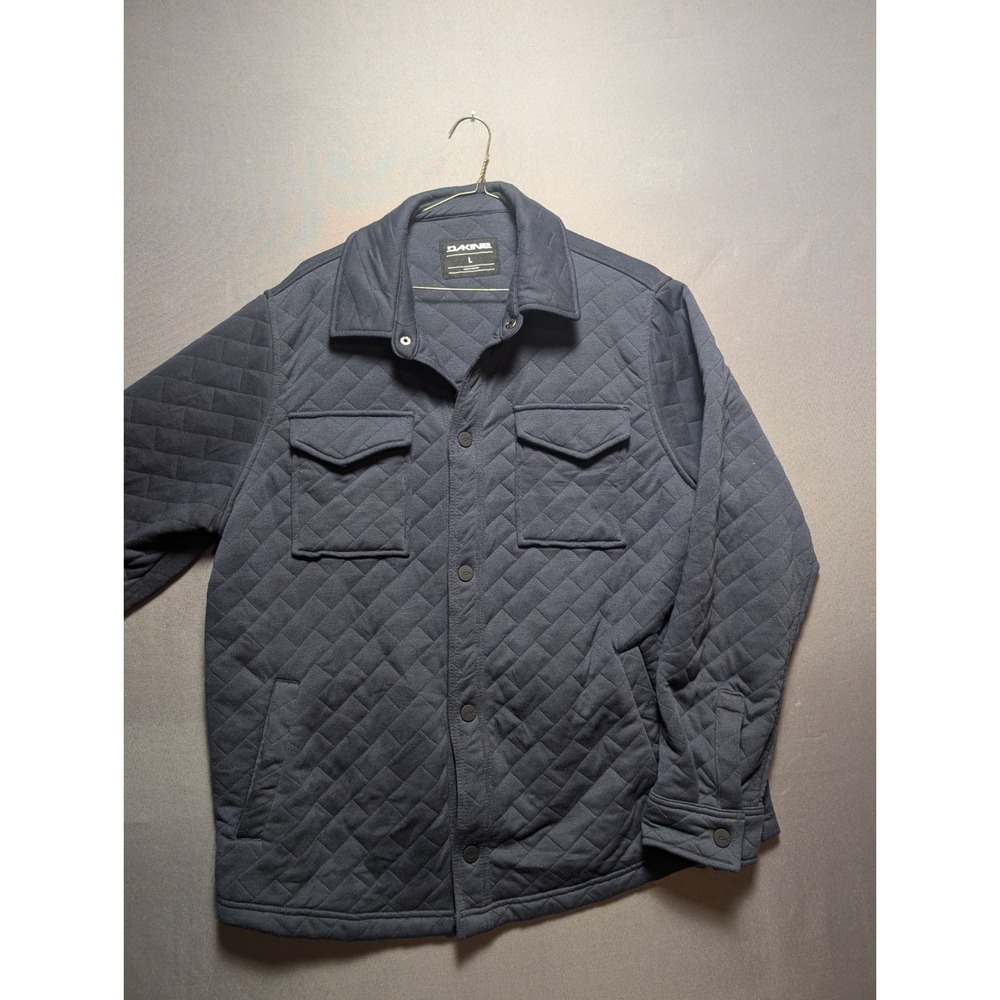 Dakine Quilted Shacket Men Large Navy Blue Diamond Collared Insulated Snap Front